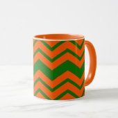 Mug Conception de chevron en zigzag vert orange (Devant droit)