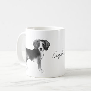 Mug Conception de chien Beagle en noir et blanc avec n