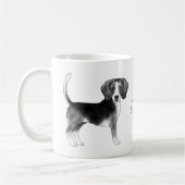 Mug Conception de chien Beagle en noir et blanc avec n (Gauche)