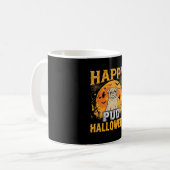 Mug Conception de chien effrayant Halloween Pug heureu (Devant gauche)