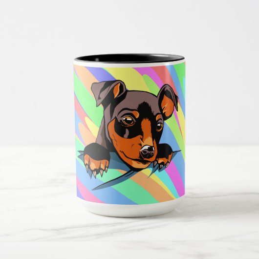 Mug Conception de chiot teckel noir mignon (Centre)