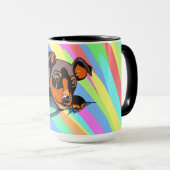 Mug Conception de chiot teckel noir mignon (Devant droit)