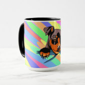 Mug Conception de chiot teckel noir mignon (Devant gauche)