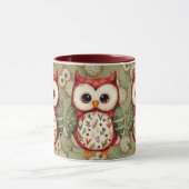 Mug Conception de chouette en patchwork d'art folklori (Centre)