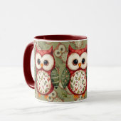 Mug Conception de chouette en patchwork d'art folklori (Devant gauche)