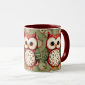 Mug Conception de chouette en patchwork d'art folklori (Devant droit)