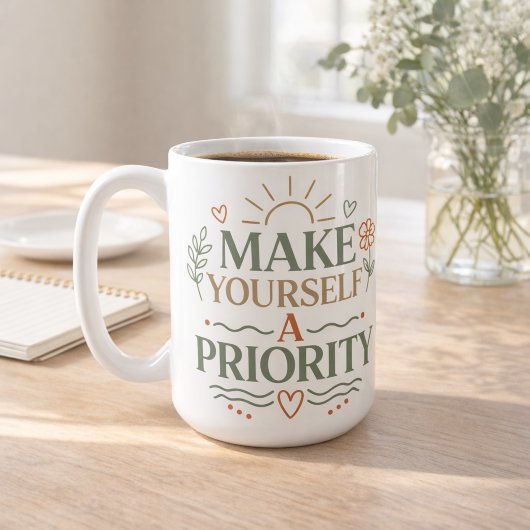 Mug Conception de citation botanique de mise en priori