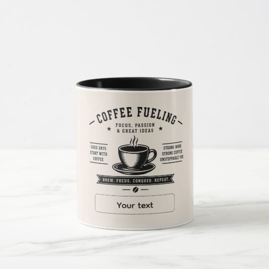 Mug Conception de citation de café personnalisée – Nom (Centre)