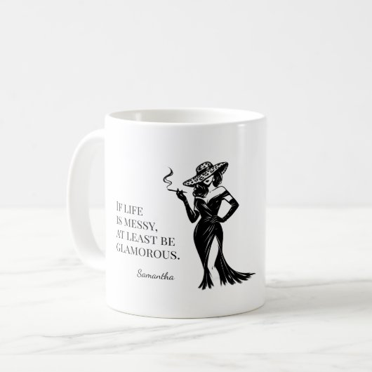 Mug Conception de citation de style Glam personnalisée (Devant gauche)