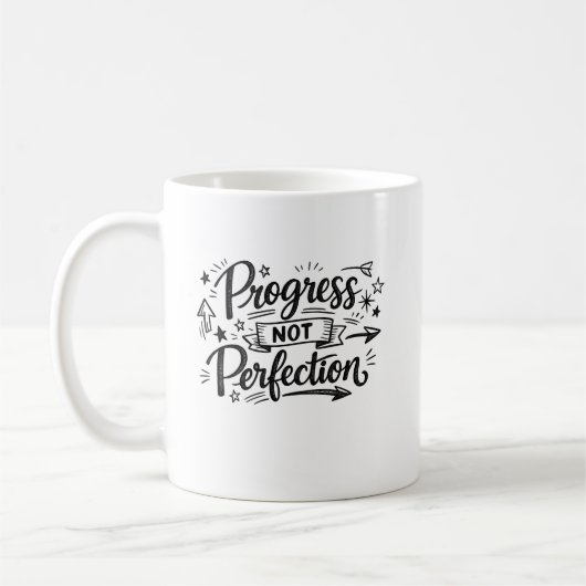 Mug Conception de citation motivationnelle de progrès (Gauche)