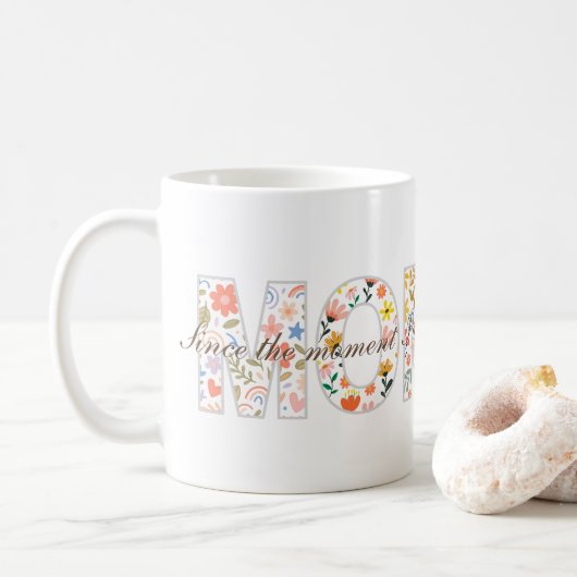 Mug Conception de citation sentimentale de fleurs past (Avec donut)