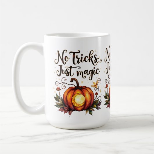 Mug Conception de citrouille d'Halloween Pas de tours, (Gauche)