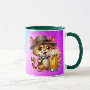 Mug Conception de clip art de chat et de bière-85244