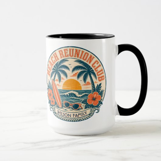 Mug Conception de club de retrouvailles de plage perso (Droite)