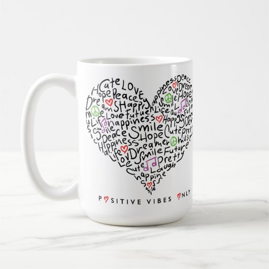 Mug Conception de cœur avec des vibrations positives u (Gauche)