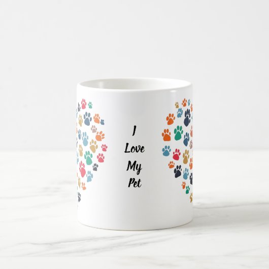 Mug Conception de cœur d'empreinte de patte amateur d' (Centre)