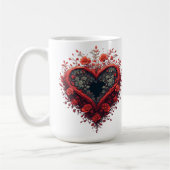 Mug Conception de cœur floral rouge avec des fleurs ép (Gauche)