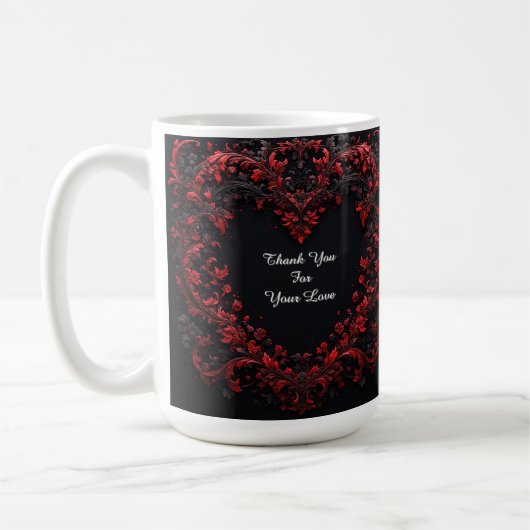 Mug Conception de cœur floral rouge avec des fleurs ép (Gauche)