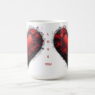 Mug Conception de cœur floral rouge avec des fleurs ép