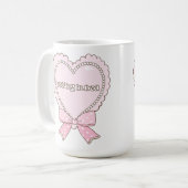Mug Conception de cœur pourri au lit | Perles et ruban (Devant gauche)