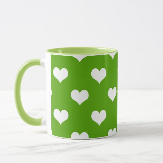 Mug Conception de coeurs adorables verts blancs (Gauche)