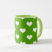 Mug Conception de coeurs adorables verts blancs (Devant droit)