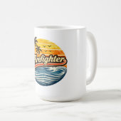 Mug Conception de coucher de soleil rétro pour pompier (Devant droit)