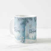 Mug Conception de cristal de neige de Noël bleu doux e (Devant gauche)