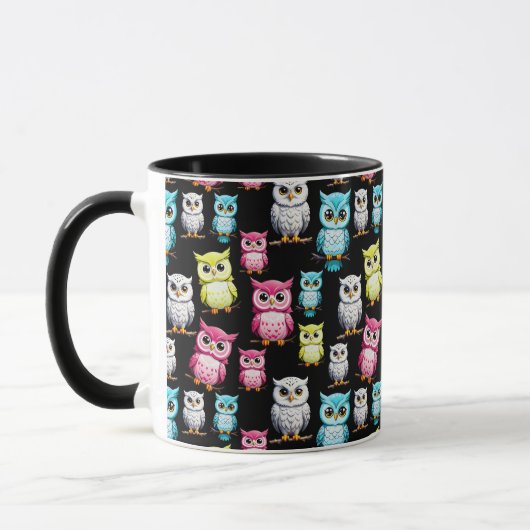 Mug Conception de design mignon de hiboux oiseaux  (Gauche)