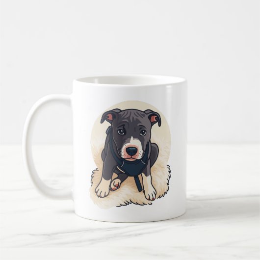 Mug Conception de dessin animé de chiot Pitbull mignon (Gauche)