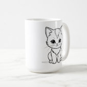 Mug Conception de dessin au trait de chat stylisé-5231 (Devant droit)