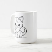 Mug Conception de dessin au trait de chat stylisé-5231 (Devant gauche)