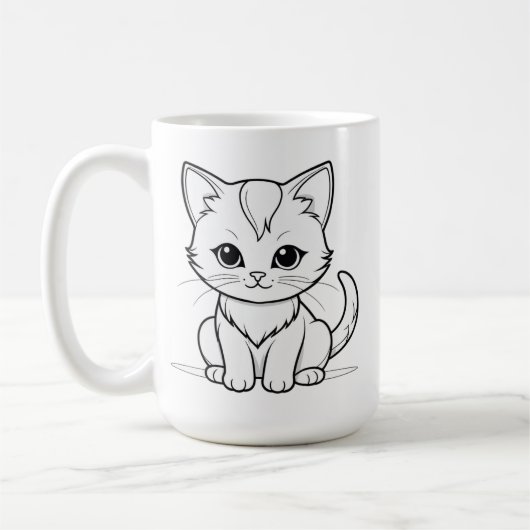 Mug Conception de dessin au trait de chat stylisé-5231 (Gauche)