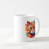 Mug Conception de dessin numérique de visage de chat m (Devant droit)