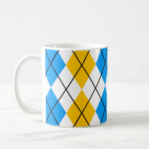 Mug Conception de diamant en Argyle jaune bleu blanc