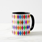 Mug Conception de diamants Harlequin colorés Blanc (Devant droit)