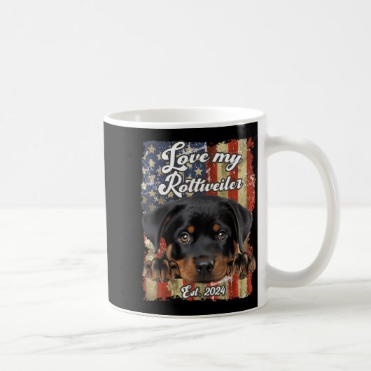 Mug Conception de drapeau américain Rottweiler d'amour (Droite)
