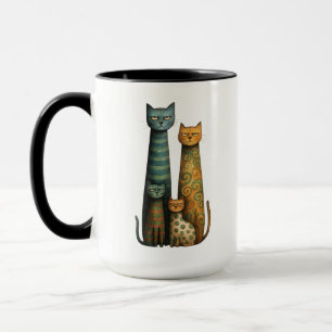 Mug Conception de famille de chats d'art folklorique i