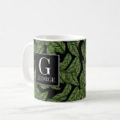 Mug Conception de feuille monogramme initial (Devant gauche)