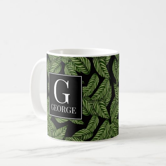 Mug Conception de feuille monogramme initial (Devant gauche)