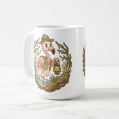Mug Conception de flamant rose rétro effrayant des mar (Devant gauche)