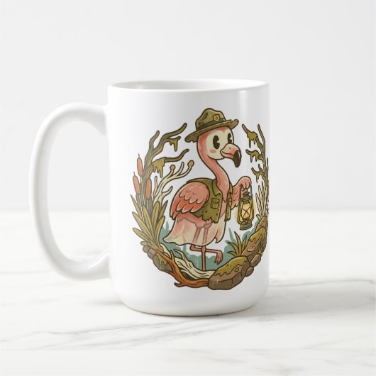 Mug Conception de flamant rose rétro effrayant des mar (Gauche)