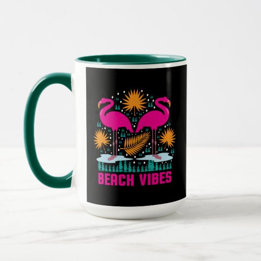 Mug Conception de flamants roses de vibes de plage (Gauche)