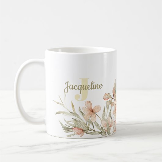 Mug Conception de fleur de bébé ciel rose pastel monog (Gauche)