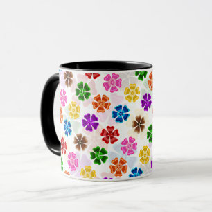 Mug Conception de fleurs arc-en-ciel rétro colorées bl
