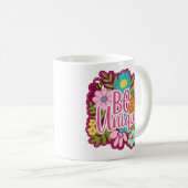 Mug Conception de fleurs motivationnelles Soyez Unique (Devant droit)