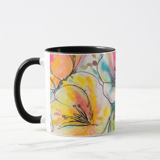 Mug Conception de fleurs pastel (Gauche)