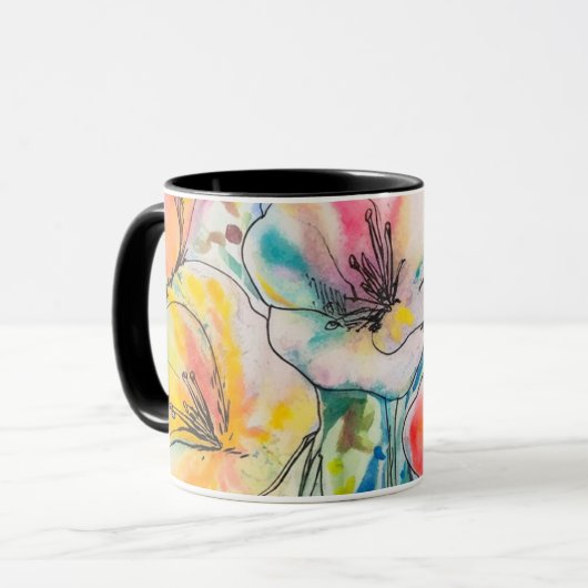 Mug Conception de fleurs pastel (Devant gauche)
