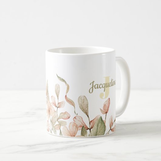 Mug Conception de fleurs pour bébé rose pastel avec mo (Devant droit)