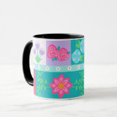 Mug Conception de fleurs vibrantes en fleurs (Devant gauche)